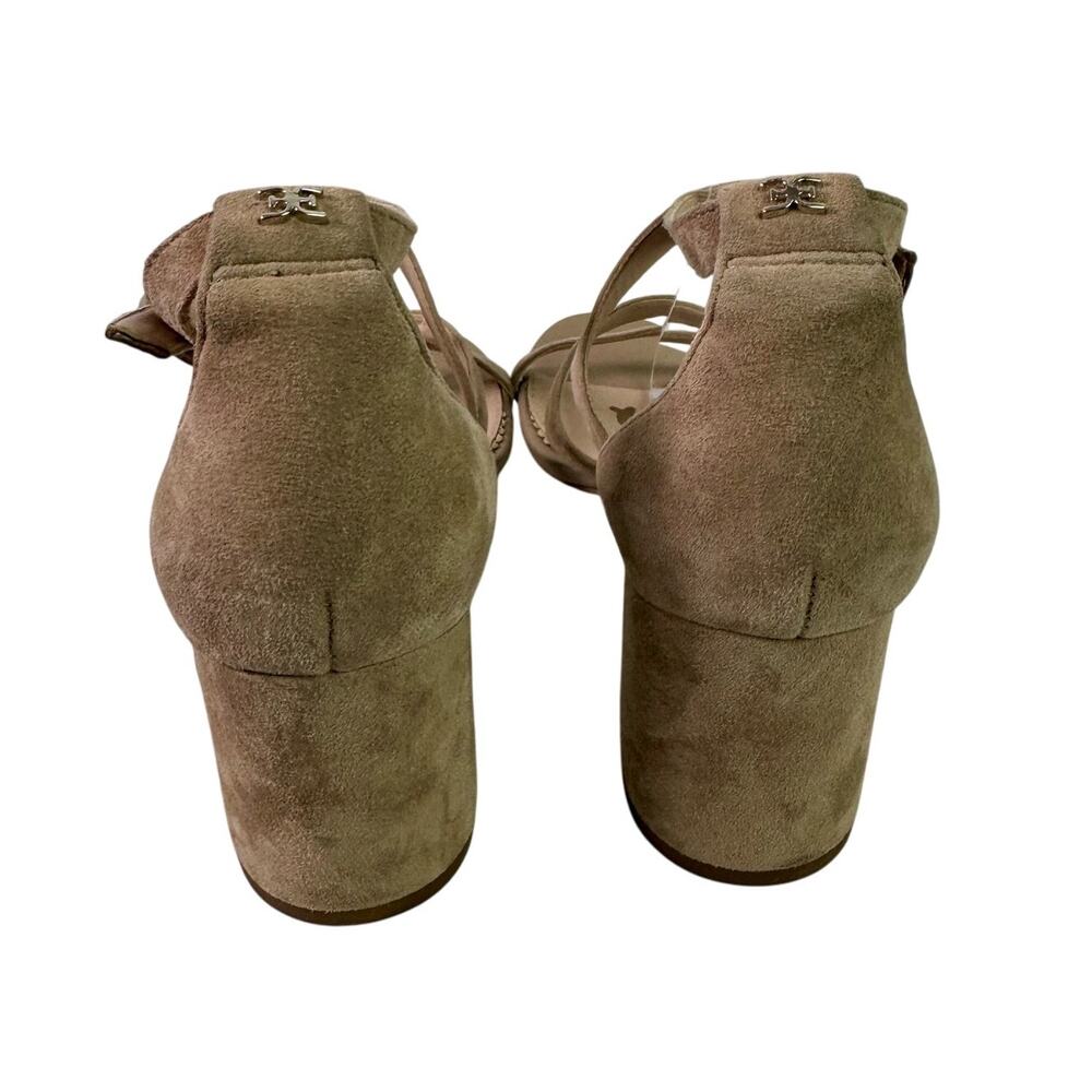 Sam Edelman Women's 7.5 Oatmeal Beige Suede Leather Stacy Strappy Heeled Sandals - Picture 5 of 9